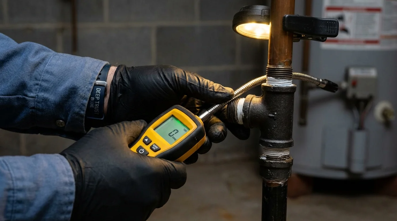 Gas leak detection with electronic sniffer by Johns Plumbing LLC in Bastrop